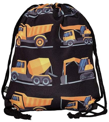 HECKBO kids construction cars gym drawstring bag - 40x32cm - 12.6 x 15.8 - Lightweight string bag - kindergarten daycare crèche school football - children kids girl boy backpack, sports bag