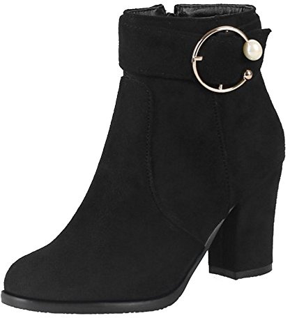 CuteFlats Fritidsstövletter för kvinnor med blockklack och rund spets