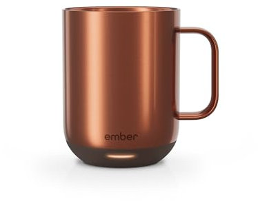 Ember Smart Mug 2 mit Temperatureinstellung – 295 ml, per App steuerbar, wiederaufladbarer, aufheizbarer Kaffeebecher mit Intelligent LED Display, 1,5-Stunden-Akku und verbessertes Design, Kupfer