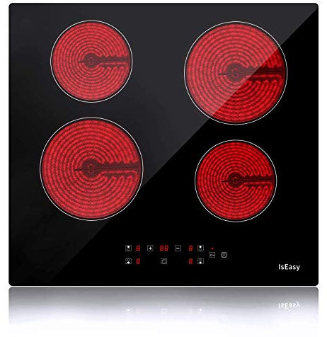 Vetroceramica Piano Cottura Elettrico - Incasso - 4 fuochi - Larghezza 60 cm - Nero
