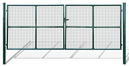 Doppeltor Doppelflügeltor Hoftor Einfahrtstor Gartentür, mit Schlüsseln, Abschließbar,Gartentor Zauntor Gitterzaun Tor 415 x 200 cm / 400 x 150 cm