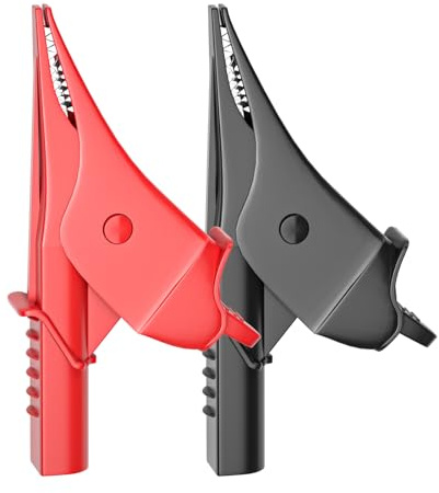 Goupchn 2PCS Heavy Duty Alligator Clips Full Insulated Safe Crocodile Clips with 4mm Banana Socket 1000V 10A for Electrical Testing Red&Black