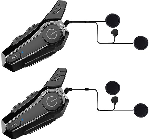 cepkquis Motorcycle Helmet Intercom Headset E1 with CVC Noise Cancellation Stereo Music IPX6 Waterproof for Full Face Helmet 2 Pack