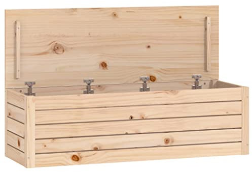vidaXL Truhe, Aufbewahrungsbox mit viel Stauraum, Aufbewahrungstruhe mit Deckel, Werkzeugkasten Holzbox Holztruhe, Massivholz Kiefer