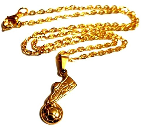 Silver Knight 18 Carat Gold Tone Football Boot & Football Necklace, Footballer Necklace, World Cup Football Necklace, Golden Boot Jewelry