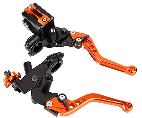 Longzhuo Motorcycle Brake Clutch Lever 1 Pair 7/8 22mm Folding Levers Aluminum Alloy Universal for Honda Kawasaki Suzuki Yamaha, Adjustable Handlebar Brake Clutch Lever Left & Right Set (Orange)
