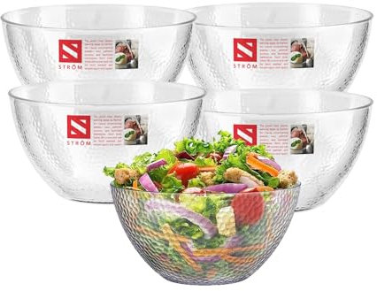 HOMESHOPA Serving Bowls, 5 Pack 30 oz Clear Plastic Mixing Bowls, Reusable Lightweight Durable Popcorn Salad Bowls, Round Multi-Use Kitchen Cooking Bowl Set for Party, Picnic, Outdoor Dining
