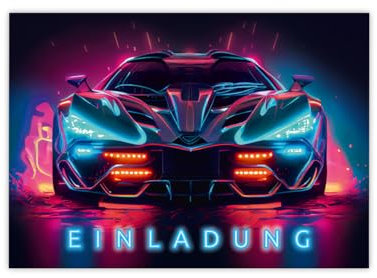 Minkocards 12 Einladungskarten Kindergeburtstag Junge Auto Rennauto Einladungen Jungsgeburtstag Rennwagen