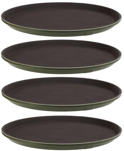 YUENPUN 4 vassoi antiscivolo per servire alimenti, vassoi rotondi in plastica da 28 cm, vassoi antiscivolo per bevande, con superficie in gomma per alimenti, bevande, caffè