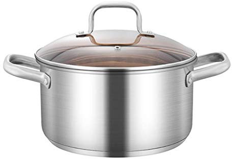 OQHAIR Stainless Steel,Serving pan,Glass lid,Sturdy Steel Handles Braising Pans,Casserole Pan (26 * 17.7cm)