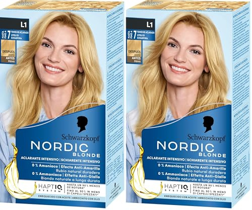 Nordic Blonde L1 - Crème Décolorante Intense - Anti Reflets-jaunes - Technologie Anti-casse - Décolore Jusqu'à 7 Tons - Sans Ammoniaque - L1 (Lot de 2)