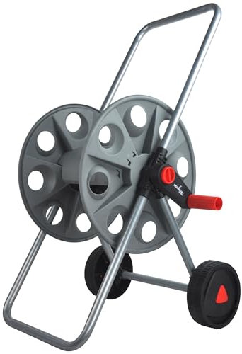 LEHMANN Schlauchwagen, Gartenschlauchwagen, für bis zu 45m 1/2 oder 3/4 Schlauch, Stahlkonstruktion mit Kunststoff, Maße 46 x 44 x 75 cm, Gewicht 2,5 kg