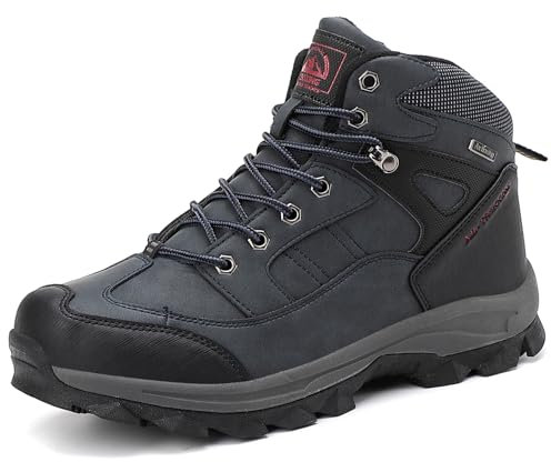AX BOXING Chaussures Homme Hiver Chaussure Randonnée Fourrure Chaud Bottine Antidérapantes Bottes de Neige Outdoor Marche Trekking Taille 41-46 EU(Bleu, 45 EU)