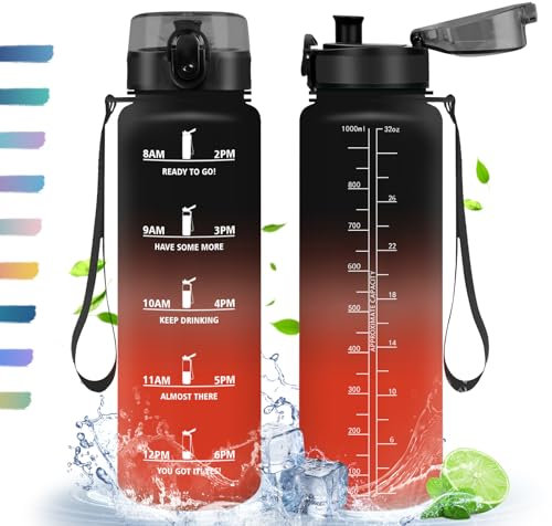 HoneyHolly Botella Agua, 1L, Botella de Agua Deportiva, Botella con Filtro de Agua, Libre de BPA, Water Bottle, Cantimplora para Deportes, Fitness, Yoga, Escuela y Oficina