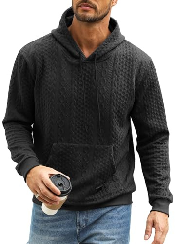 Zetieny Felpa con Cappuccio da Uomo a Maniche Lunghe da Lavoro Pullover Casual Sweatshirt con Tasche