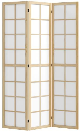HOMCOM Biombo de 3 Paneles Separador de Ambientes Plegable 120x170 cm Biombo Separador de Ambientes para Salón Dormitorio Oficina Madera y Blanco