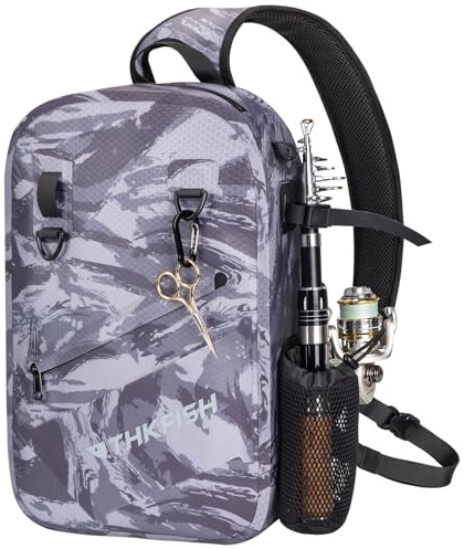 THKFISH Zaino Pesca Grande con Portacanne IPX8,borsa leggera da pesca,per muoversi liberamente regali di pesce per gli uomini per Escursionismo, Caccia e Viaggi