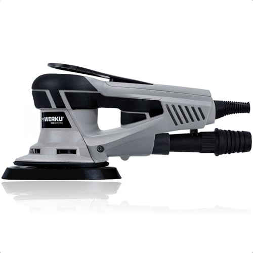 Werku WK401740, Lijadora Circular Rotorbital, Calidad Profesional, Motor Brushless, Potencia 350 W, Disco 150 mm, Órbita 2.5 mm, Incluye Disco Lijado y Manguera Aspiración