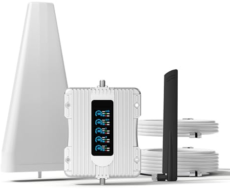 Cell Phone Booster with Smart LCD Display, 5G Compatible for All U.S. Carriers, Signal Booster up to 5,000 sq ft, FCC Approved
