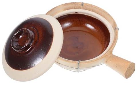 Toyvian Pentola di Terracotta Cinese da 0,5l Manico Singolo e Filo Metallico, Resistente alle Alte Temperature, per Riso, Zuppe e Stufati in Famiglia e Viaggi