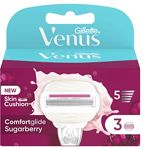 Gillette Venus Comfortglide Sugarberry Ersatzklingen für Damen, mit 5 Klingen, 3 Stück