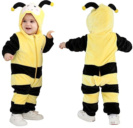 Doladola Unisex sparkdräkt för småbarn, baby-overall med huva, tecknad serie-pyjamas