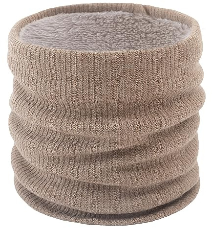 I Kua Fly Cache Cou Homme et Femme Tour de Cou Hiver Chaud Tricot Écharpe Polaire Neck Warmer Foulard Ronde Moto Ski Cyclisme Sports(Marron)