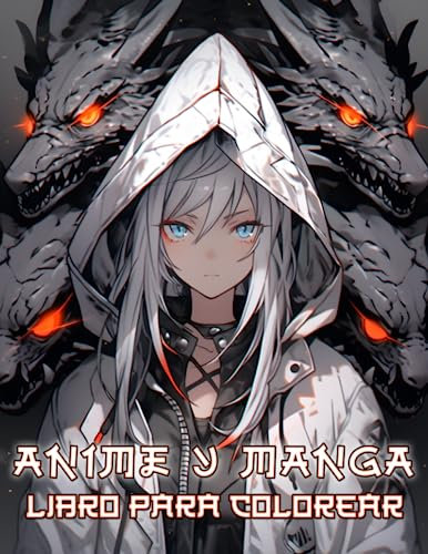 Libro para colorear anime y manga: Sumérgete en el cautivador mundo de los retratos japoneses, donde los dragones, pájaros, leones, flores y más ... para colorear que muestran chicas kawaii