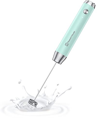 Maestri House Mousseur à Lait Électrique, Rechargeable Mousseur a Lait, Fouet en Acier Inoxydable, étanche Portable Mini Mixeur pour Café, Latte, Cappuccino, Matcha, Lunafro NS(bleu)