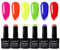 Eodci Gel Nagellack Set, 6 Farben Neon Pink Blau, Rot, Orange, Nail Art Set für DIY Salon Gel Nagellack Geschenke für Frauen