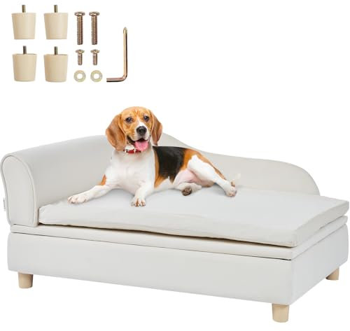 VEVOR Canapé pour Animal de Compagnie, Panier pour Chien de Grande Taille et Chat, canapé-lit pour Chien en Velours Doux, canapé pour Chat avec capacité de Charge de 50 kg, Blanc, 90 x 58,5 x 41,5 cm