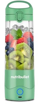 nutribullet Portable NBP003LG, Batidora Portátil con Capacidad de 475ml, Cuchilla de 4 Puntas, Vaso de Tritán, Autonomía de 15 Ciclos, Incluye Tapa Abatible, Carga USB-C, Verde Claro