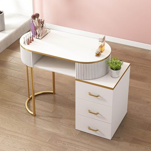 Professioneller Nageltechnik-Schreibtisch, moderner Maniküretisch aus Holz mit 3-lagigem Aufbewahrungsschrank und Schubladen, ideal für Schönheitssalon und Spa-Arbeitsplatz