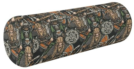 Cuscino a rullo per il collo, federa decorativa rotonda in memory foam, cuscino cilindrico per collo, cuscino di supporto per anca cuscino vichingo colorato vintage