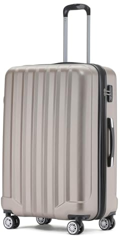 BEIBYE Reisekoffer Set 2080 – Trolley Koffer XL L M – TSA-Schloss, Zwillingsrollen, Hartschale, Handgepäck Boardcase (Champagner, XL)