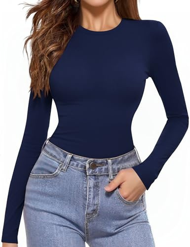Aottori Camiseta Térmica Mujer Manga Larga Tejido Ligero con Cuello Redondo | Corte Ajustado, Diseño de Capa Base, Tacto Suave, Otoño Invierno, Sensación Cálida, Sensación Ligera