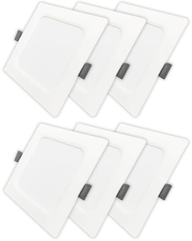 LUXULA LED Einbauleuchte eckig Weiß, 6 Stück 119x26mm, 6W 600lm, IP44 Einbaustrahler flach CCT 2700K 4000K 6000K einstellbar, LED Deckenstrahler Einbauleuchte 230V Bad, Küche & Innenräume