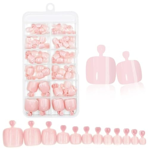 Shungong 3 st glänsande tryckta naglar set på tånaglar - 120 stycken korta franska fyrkantiga naglar enfärgade nakna naglar för perfekt manikyr(Color6)