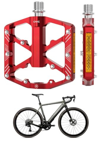MWZBTG Halkfria cykelpedaler, metallcykelpedaler,Anti-slip cykelpedaler i | aluminiumlegering | Slitstarka pedaler med reflektorer för bergs-, landsvägs-, stadscyklar