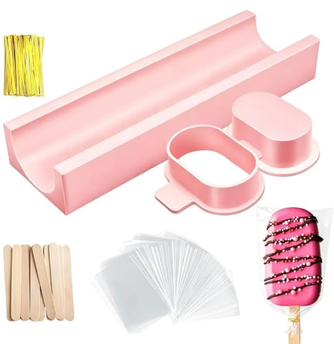 Cake-pop utskärare och tryckknapp, 3D-tryckt set med pinnar, påsar,