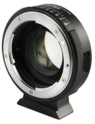 VILTROX NF-M43X 0.71x Réducteur focale Speed Booster Adaptador Objetivo para Nikon F Mount Lentes a Micro Four Thirds M43 Cámara Enfoque Infinito Manual