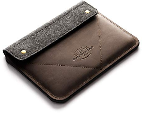 Leder Hülle für iPad Air 13/11 Zoll, Pro 13/11 Inch, 12.9, 10.9, 10.5, 10.2 Tasche, 100% Wollfilz, Pencil Pocket, Vintage Sleeve Tablet Cover, Crazy Horse Craft (Wood Brown)