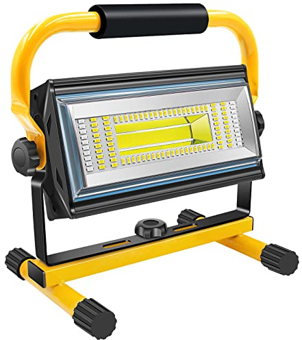 Tresda 100W COB Rechargeable Work Light, 7000LM Cordless LED Work Lights, Waterproof Portable Flood Light with Stand for Outdoor Camping, Hiking, Garage, Car Repairing, Workshop Job Site Lighting