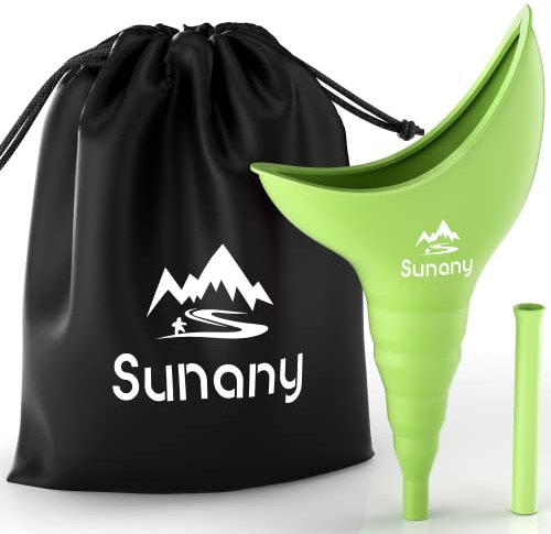 Sunany Urinal für Damen, weiblich, Trichter aus Silikon, tragbar für PIPI im Stehen, wiederverwendbar, weibliche Toilette, für draußen, Aktivitäten, Camping, Reisen (grün)