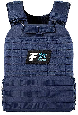 Force Fitness - Tyngdväst - Ultratåliga och justerbara remmar - Inkluderar viktskivor i stål, förbättrar träningen hemifrån eller på gymmet (2 kg, marinblå)