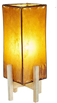 Lampada da tavolo orientale Janka, 30 cm, in pelle, quadrata, piccola lampada da tavolo marocchina in metallo, paralume in pelle, decorazione orientale dal Marocco, colore marrone