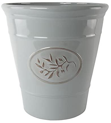 Plastic Outdoor Classic Olive Planter With Glossy Finish 30cm Frost Proof Long Lasting Flower Pot Garden Planter-Grey