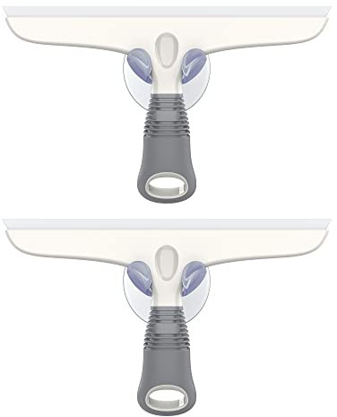 MR.SIGA Tergipavimento multiuso per finestra, porta della doccia, auto, lavavetri resistente, gancio di aspirazione incluso, bianco e grigio, 2 pezzi