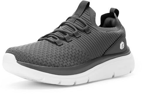 FitVille Slip On Sneakers Herren Walkingschuhe Extra Weit Sportschuhe Leichte Laufschuhe Atmungsaktive Jogging Fitness Outdoor Gym Schlüpfen Schuhe,Grau,43 EU,X-Weit