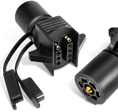 Agrieyes 7 Pin to 4 Pin Trailer Adapter, 7 Way to 5 Way Trailer Light Plug, Trailer Connector for Truck RV Utility Tow Hitch Boat, Weatherproof